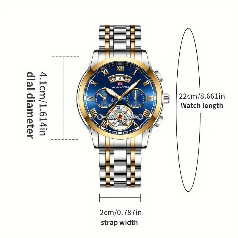 Luxurious Men'S Watch Featuring a Unique Calendar Window Design, an Exquisite Round Dial