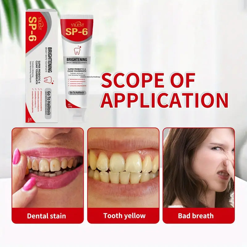 SP-6 Probiotic Toothpaste Deep Clean, Fresh Breath, and Teeth Whitening for Men and Women