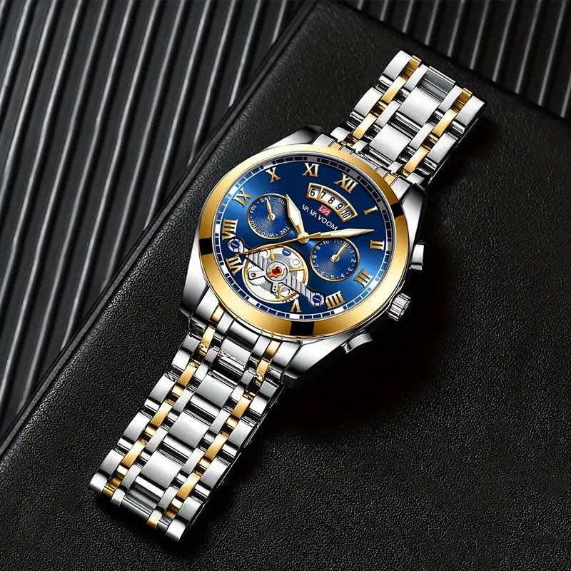 Luxurious Men'S Watch Featuring a Unique Calendar Window Design, an Exquisite Round Dial