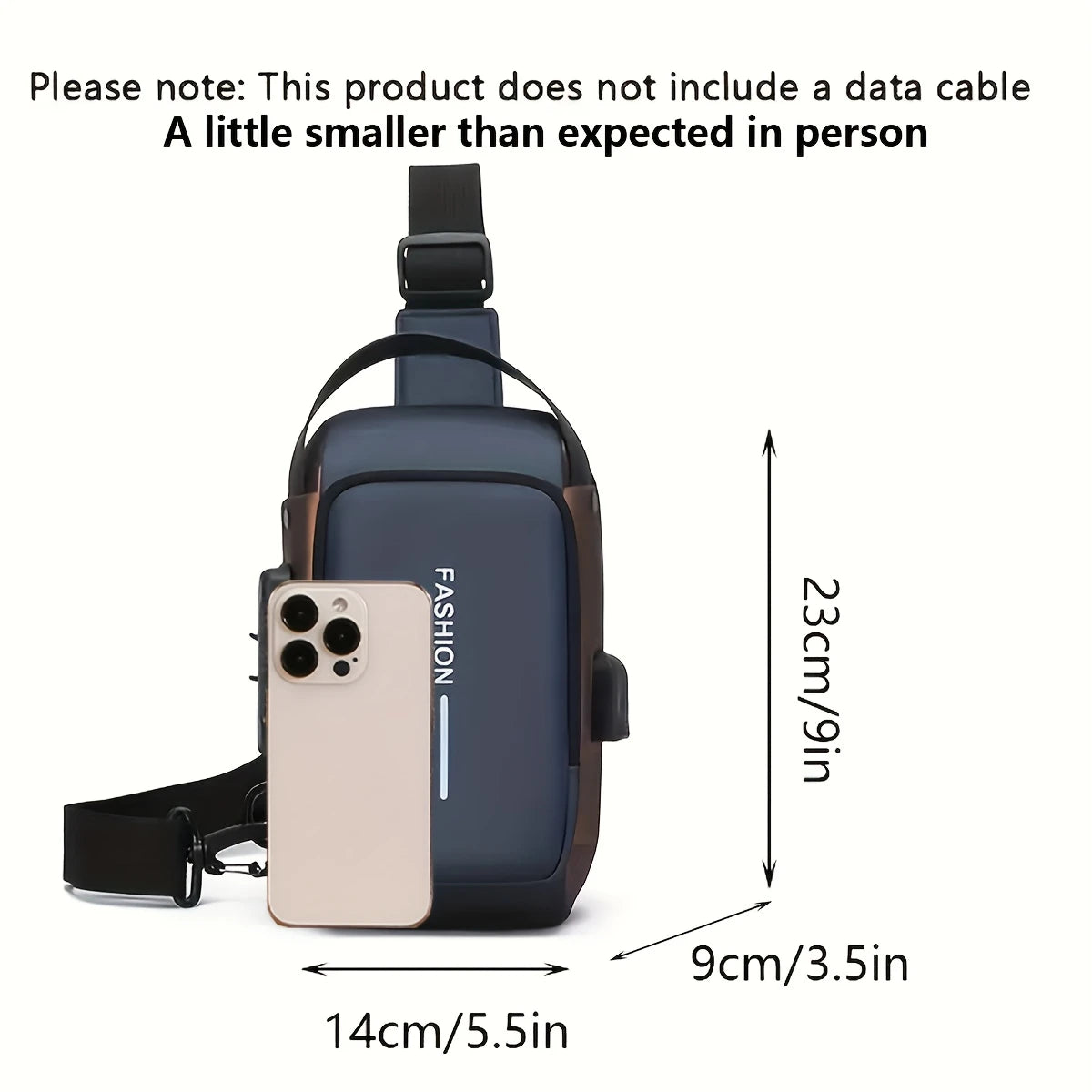 Men's Oxford Textured Crossbody Chest Bag with Combination Lock