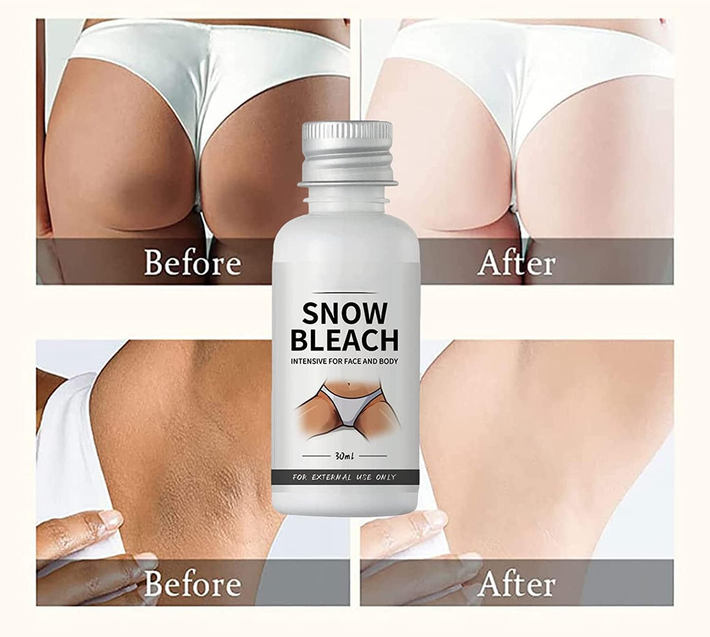 Glowhite Snow Bleach Cream, Skin Lightening Cream for Intimate Areas, Body Peeling Advanced Whitening Cream, for Every Part of The Body (1Pcs)