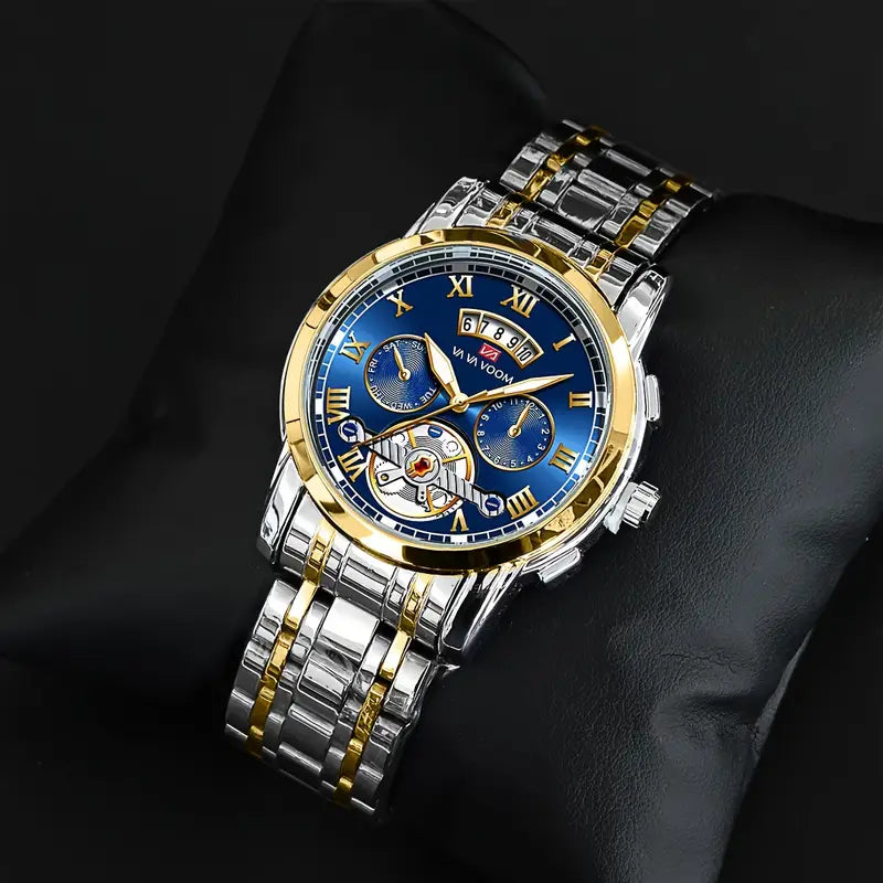 Luxurious Men'S Watch Featuring a Unique Calendar Window Design, an Exquisite Round Dial