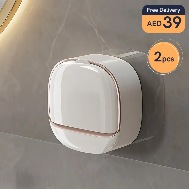2pcs Easy-Install Wall-Mounted Soap Dish with Lid - Waterproof ABS, No-Drill Drainage Design for Bathroom & Shower, Perfect for Travel