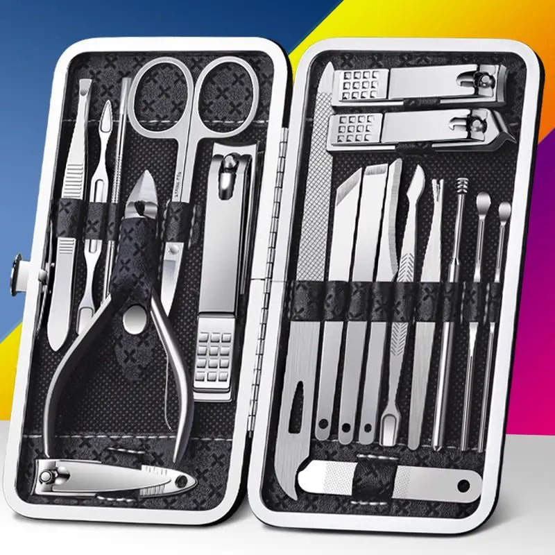 Professional Manicure And Pedicure Set, Nail Clipper Nail Cutter Nail Files Ear Spoon, Beauty Tools Grooming Set with Portable Case (19pcs)