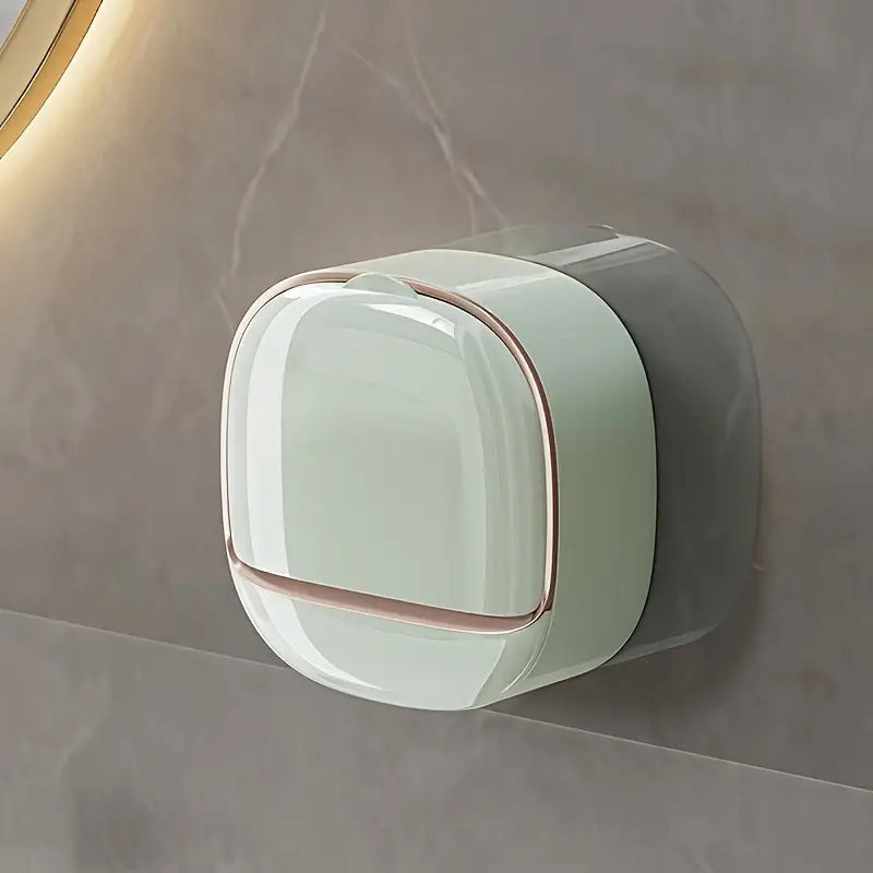 2pcs Easy-Install Wall-Mounted Soap Dish with Lid - Waterproof ABS, No-Drill Drainage Design for Bathroom & Shower, Perfect for Travel