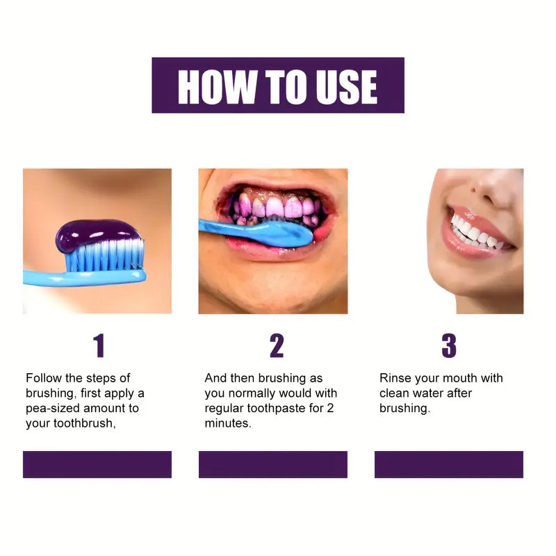The Purple Whitening Toothpaste Brightens Teeth, Freshens Breath, And Deeply Cleans by Removing