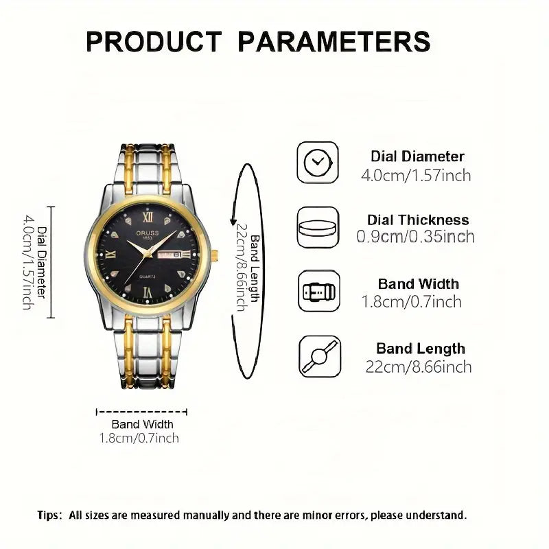 Men's Round Luminous Quartz Watch, Wristwatch