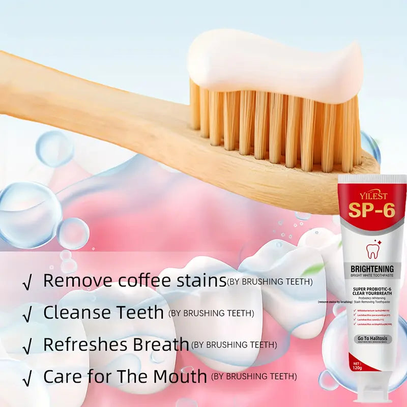 SP-6 Probiotic Toothpaste Deep Clean, Fresh Breath, and Teeth Whitening for Men and Women