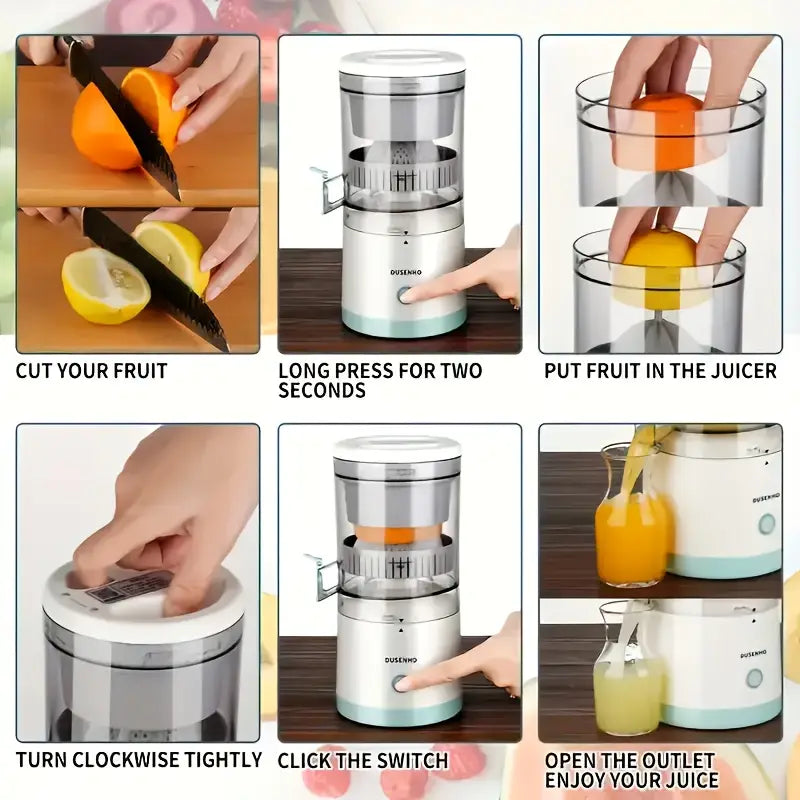 Portable Juicer with USB Charging, Automatic Juice Separator