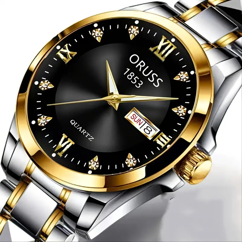 Men's Round Luminous Quartz Watch, Wristwatch