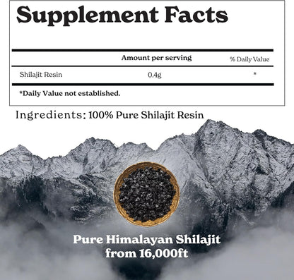 Pure Himalayan Shilajit Resin, High Potency for Men & Women