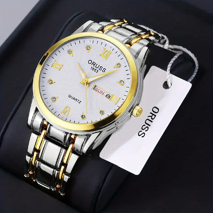 Men's Round Luminous Quartz Watch, Wristwatch