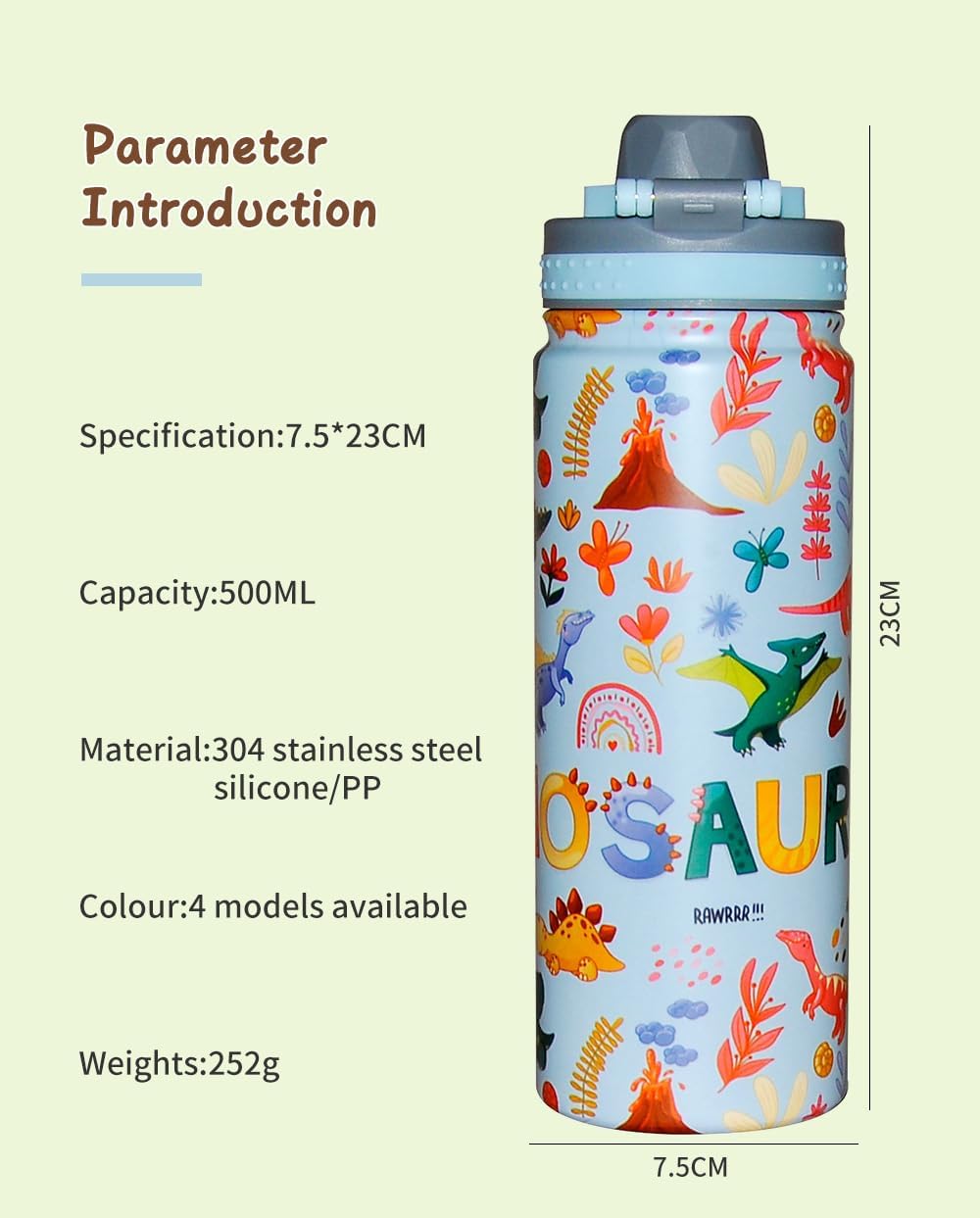 Water Bottle for Kids 500ML Water Bottle for Kids School Stainless Steel Water Bottle