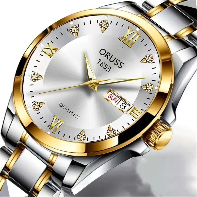 Men's Round Luminous Quartz Watch, Wristwatch