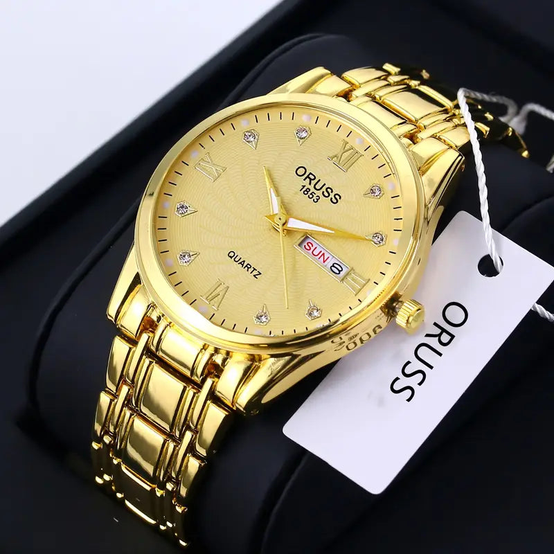 Men's Round Luminous Quartz Watch, Wristwatch