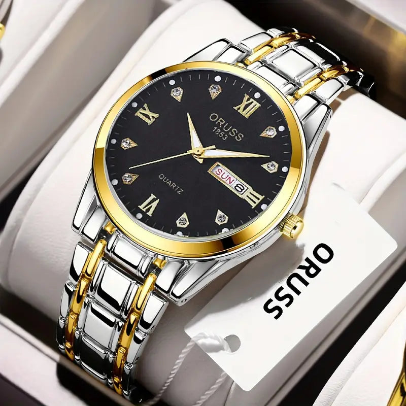 Men's Round Luminous Quartz Watch, Wristwatch