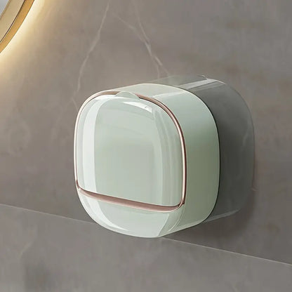 Easy-Install Wall-Mounted Soap Dish with Lid - Waterproof ABS, No-Drill Drainage Design for Bathroom & Shower, Perfect for Travel