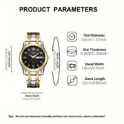 Men's Round Luminous Quartz Watch, Wristwatch